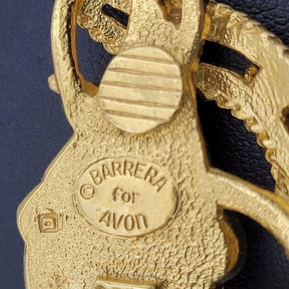 VTG Barrera for Avon Clip-On Earrings Goldtone Black Lucite Stones Rhinestones - Picture 7 of 7